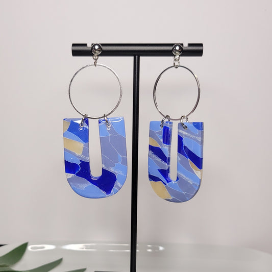 Island Oasis | Inverted Arch | Silver Ring | Stud Top | Clay Earrings | Blue