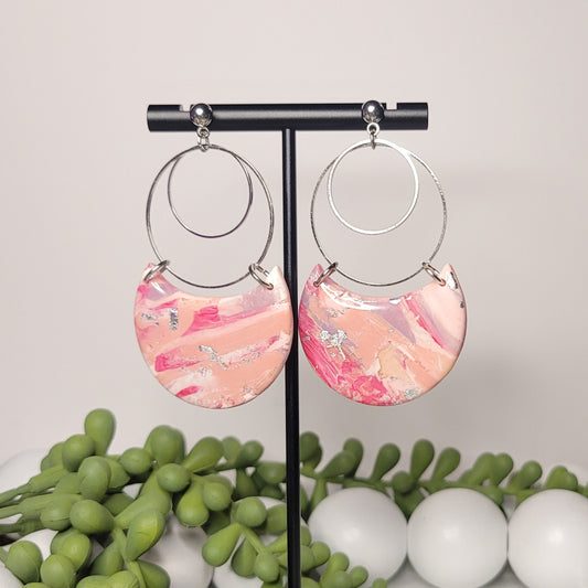 Sweetheart | Wide Moon | Circle Accents | Stud Top | Silver | Clay