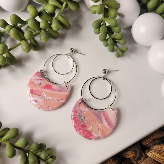 Sweetheart | Wide Moon | Circle Accents | Stud Top | Silver | Clay