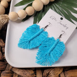Feather | Macramé | Cotton Yarn | Multiple Colors | Earring
