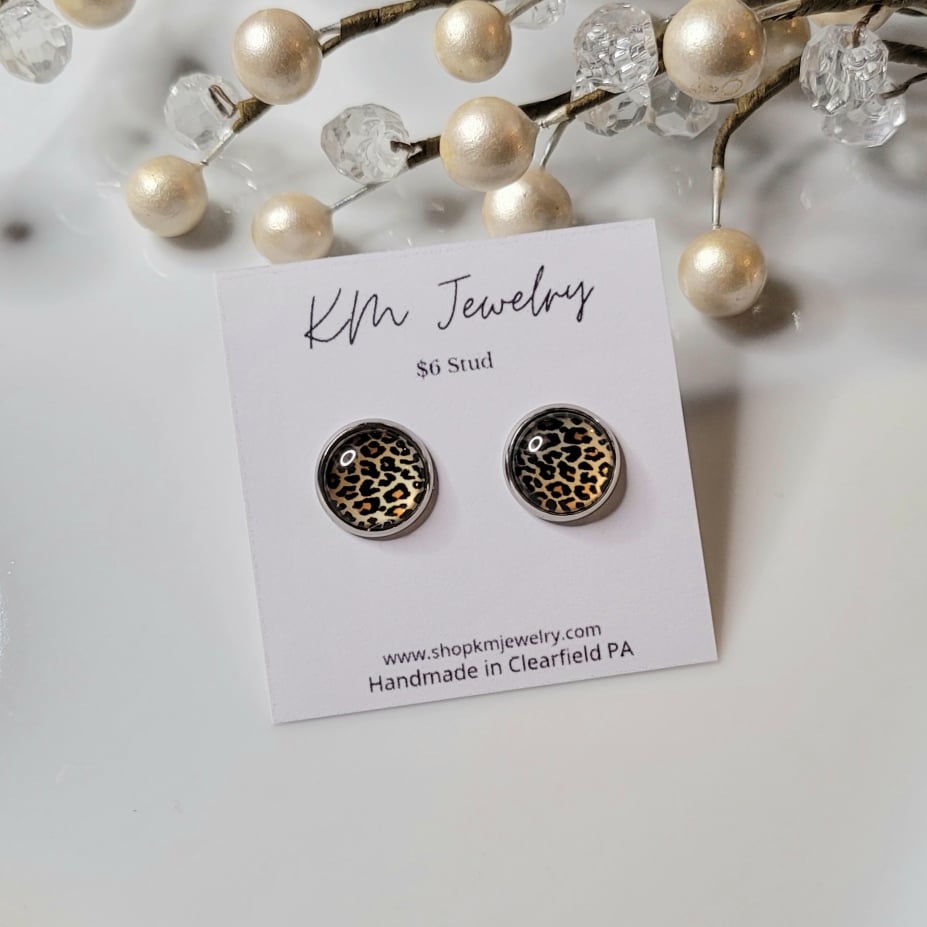 Leopard Print | Stud | Earrings | Multiple Sizes