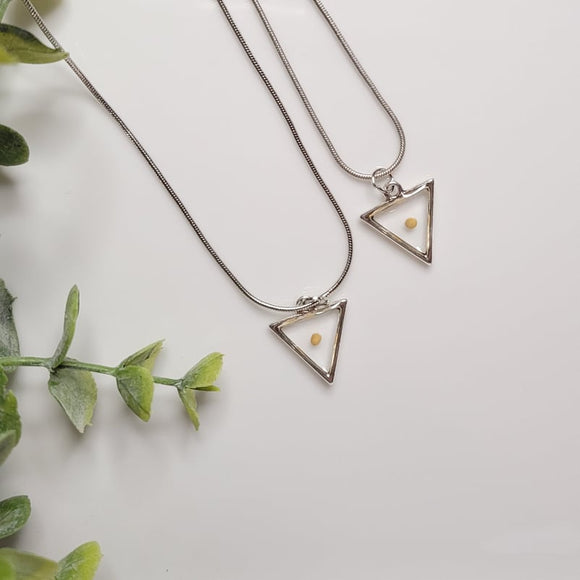 Mustard Seed Faith | Necklace | Triangle Charm | Resin | Silver