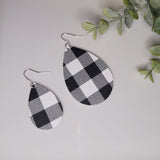 Black & White | Buffalo Plaid | Teardrop Earrings