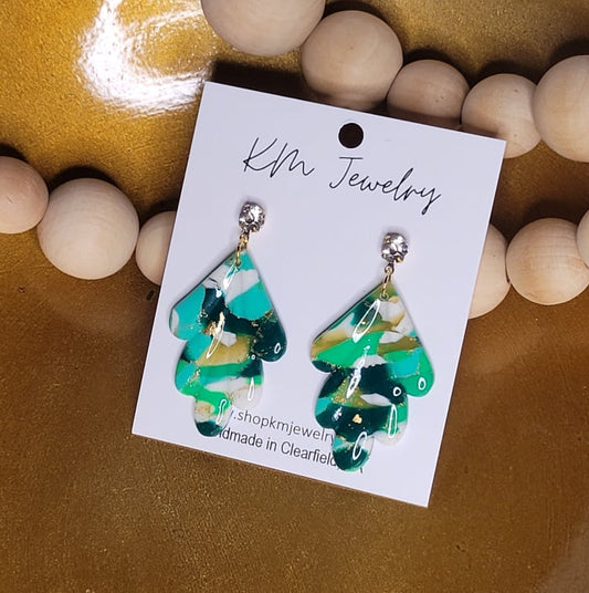 Lucky | Penta Leaf | CZ Stud Top | Gold | Clay