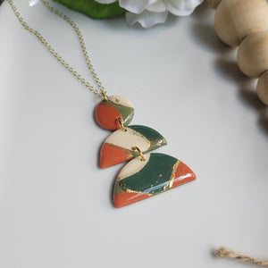 Burnt Orange & Green | Necklace | Clay