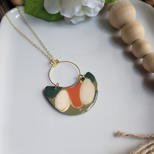 Burnt Orange & Green | Necklace | Clay