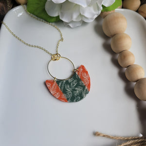 Burnt Orange & Green | Necklace | Clay