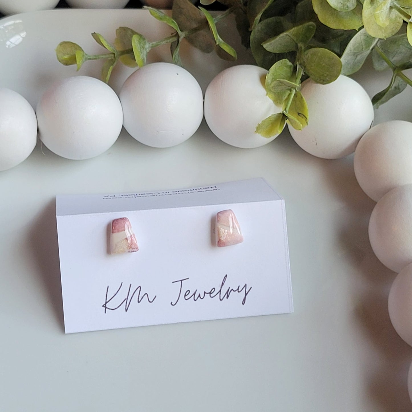 Morning Mosaic | 10mm | Mini Trapezoid | Stud | Clay