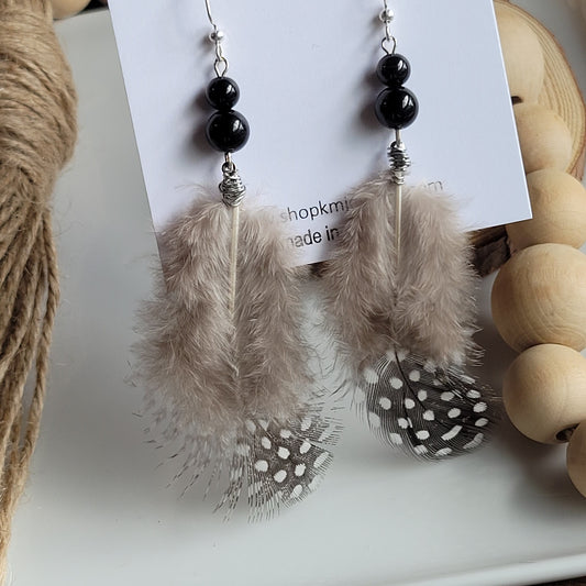 Black White | Genuine Feather | Earring