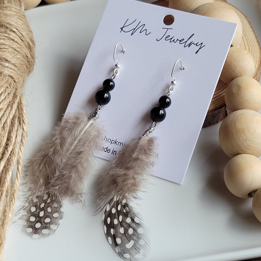 Black White | Genuine Feather | Earring