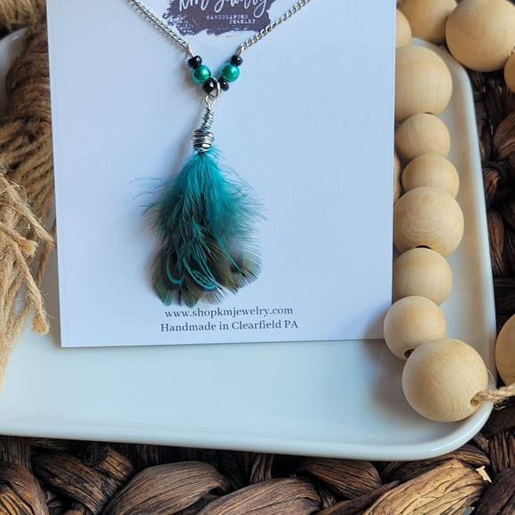 Blue | Genuine Feather | Necklace