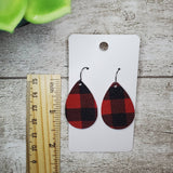 Red & Black | Buffalo Plaid | Teardrop Earrings