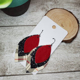 Leaf Layered Earrings | Red velvet, Black Sparkle, Tan, Black & Red Plaid faux leather