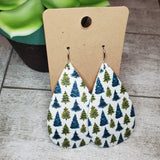 Christmas Trees | Teardrop | Genuine Leather Earrings