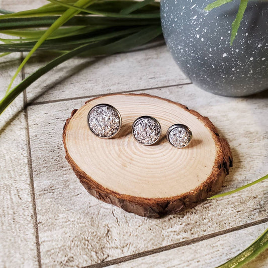 Druzy Stud | Silver | Earrings | Faux Druzy | Multiple Sizes