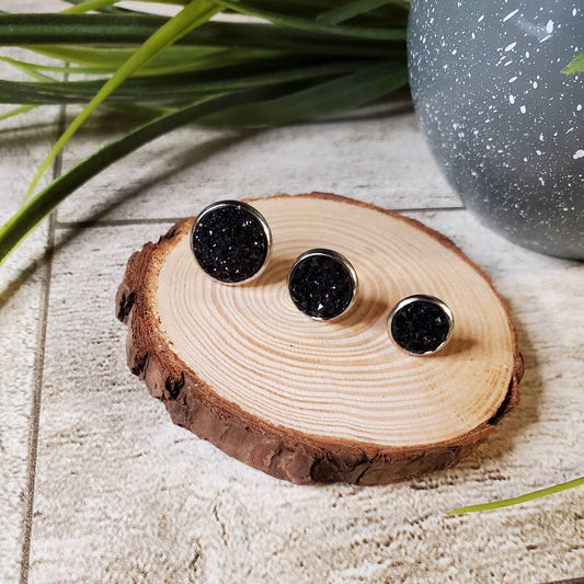 Druzy Stud | Black | Earrings | Faux Druzy | Multiple Sizes