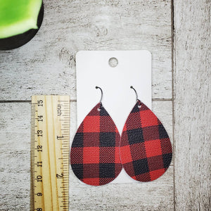 Red & Black | Buffalo Plaid | Teardrop Earrings