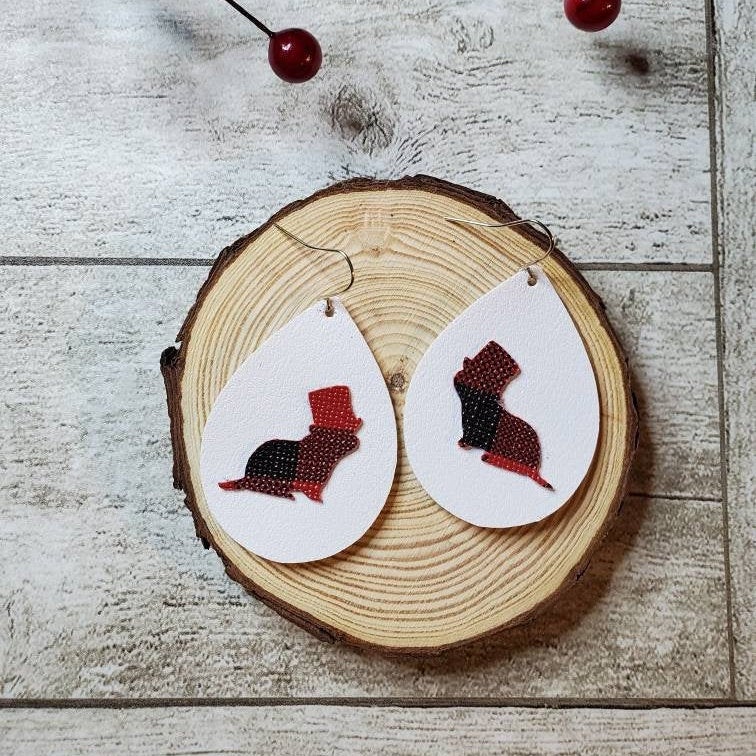Groundhog Earrings | Leather | Faux