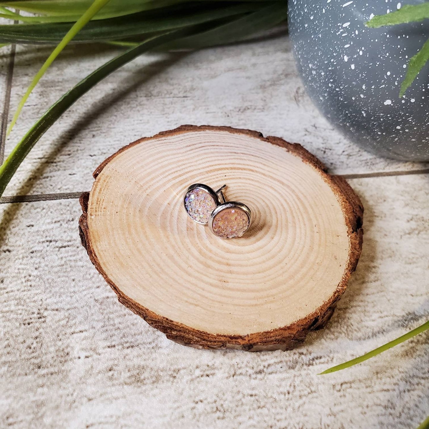 Druzy Stud | Light Multi-Colored | Earrings | Faux Druzy | Multiple Sizes